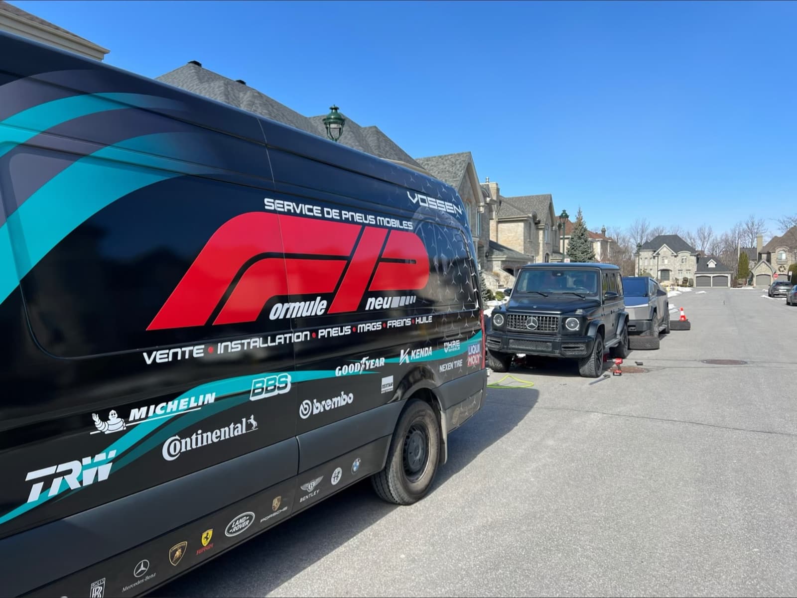 Service van on location in a Montreal neighbourhood